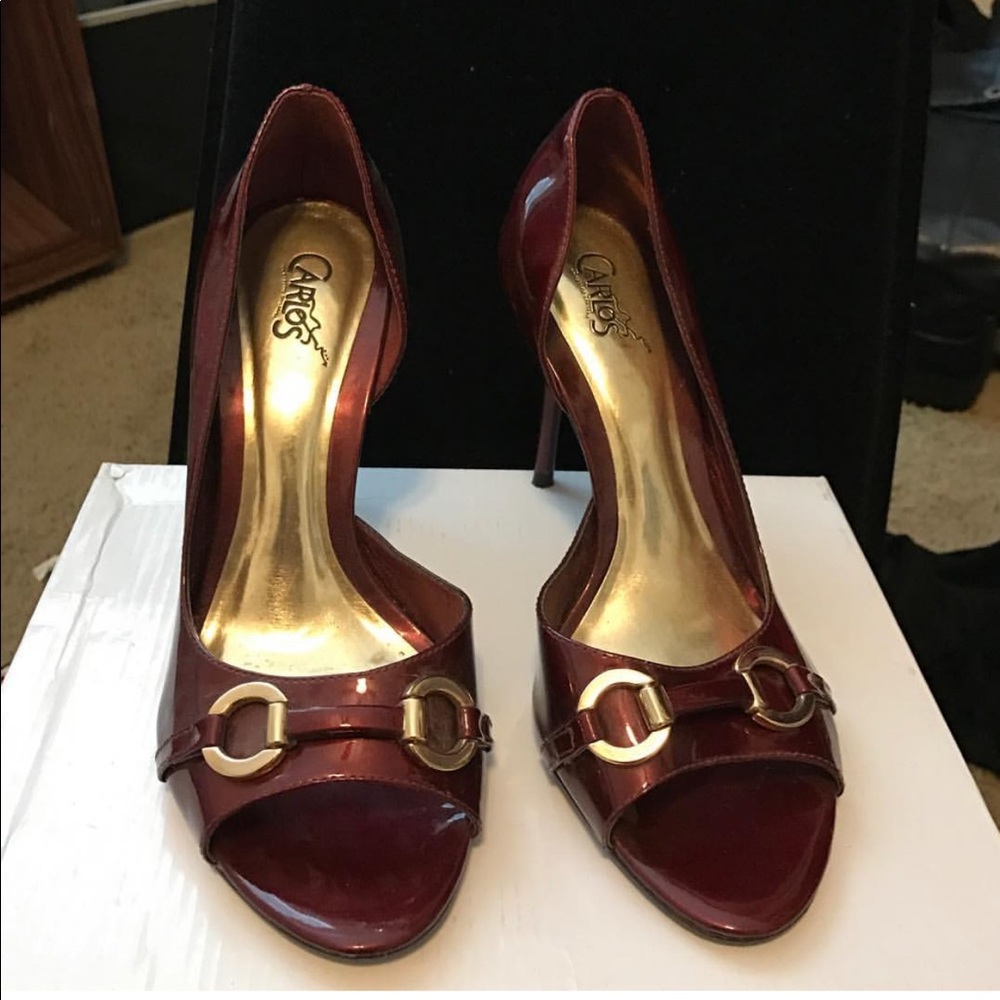 Carlos heels 8 peep toe burgundy